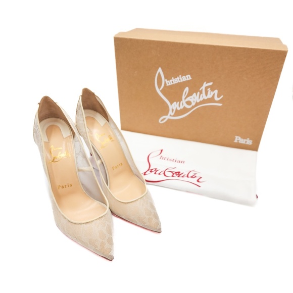 Christian Louboutin Pigalace Satin Lace Off White Wedding Heels Pumps EU 37 - Picture 1 of 8